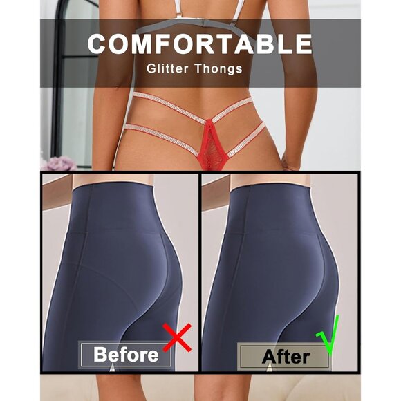 🆕Women's Red Polyamide Glitter Strappy Lace Sexy Breathable Underwear Panties - Picture 2 of 7